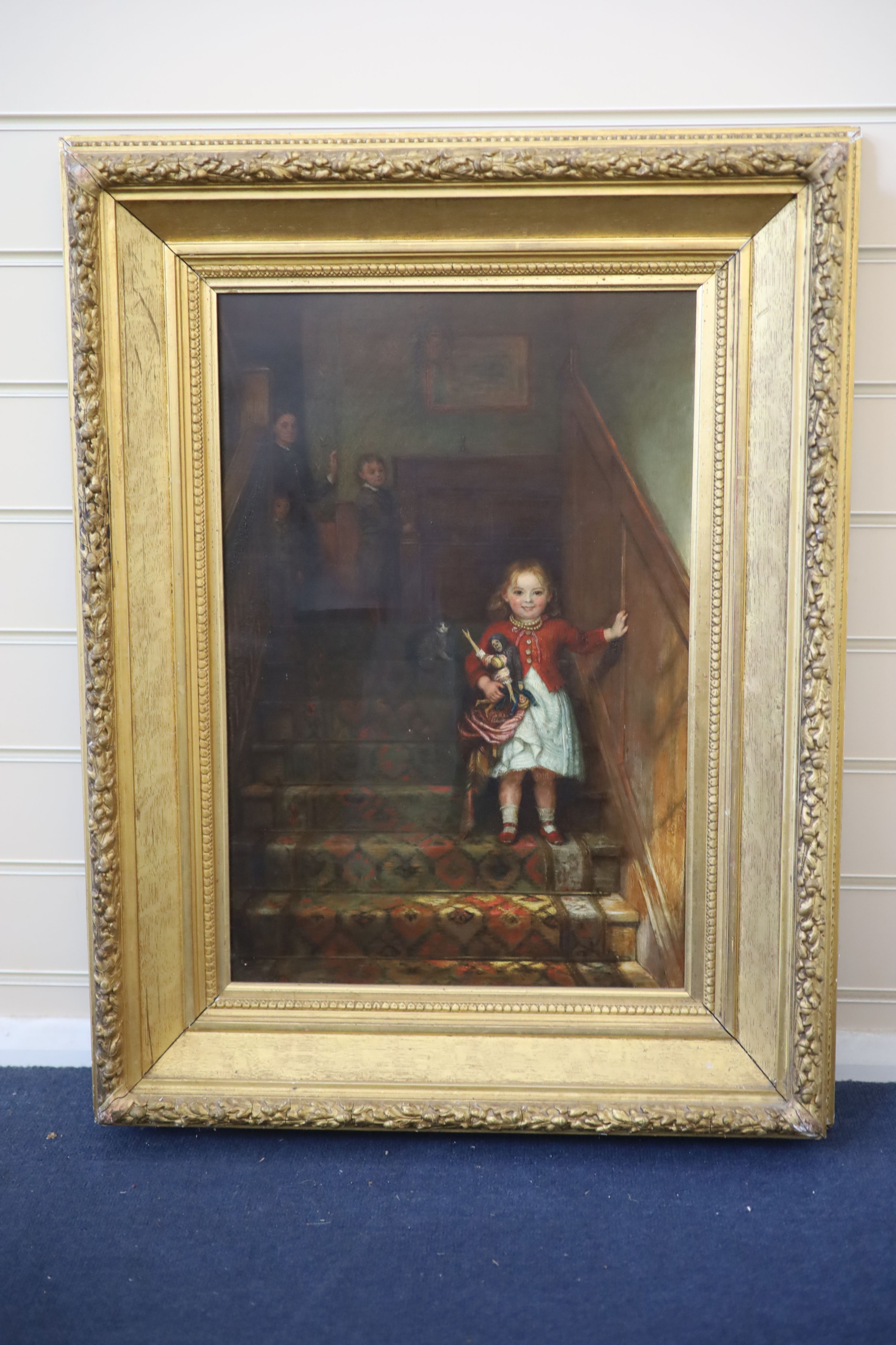 Charles West Cope (1811-1890), Children on a staircase, Oil on canvas, 54 x 36cm.